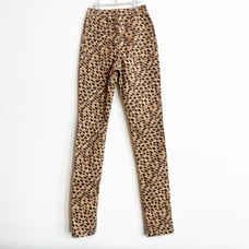 WeWoreWhat Women's Stiletto Split Hem Leopard Print Skinny Jeans High Rise 25