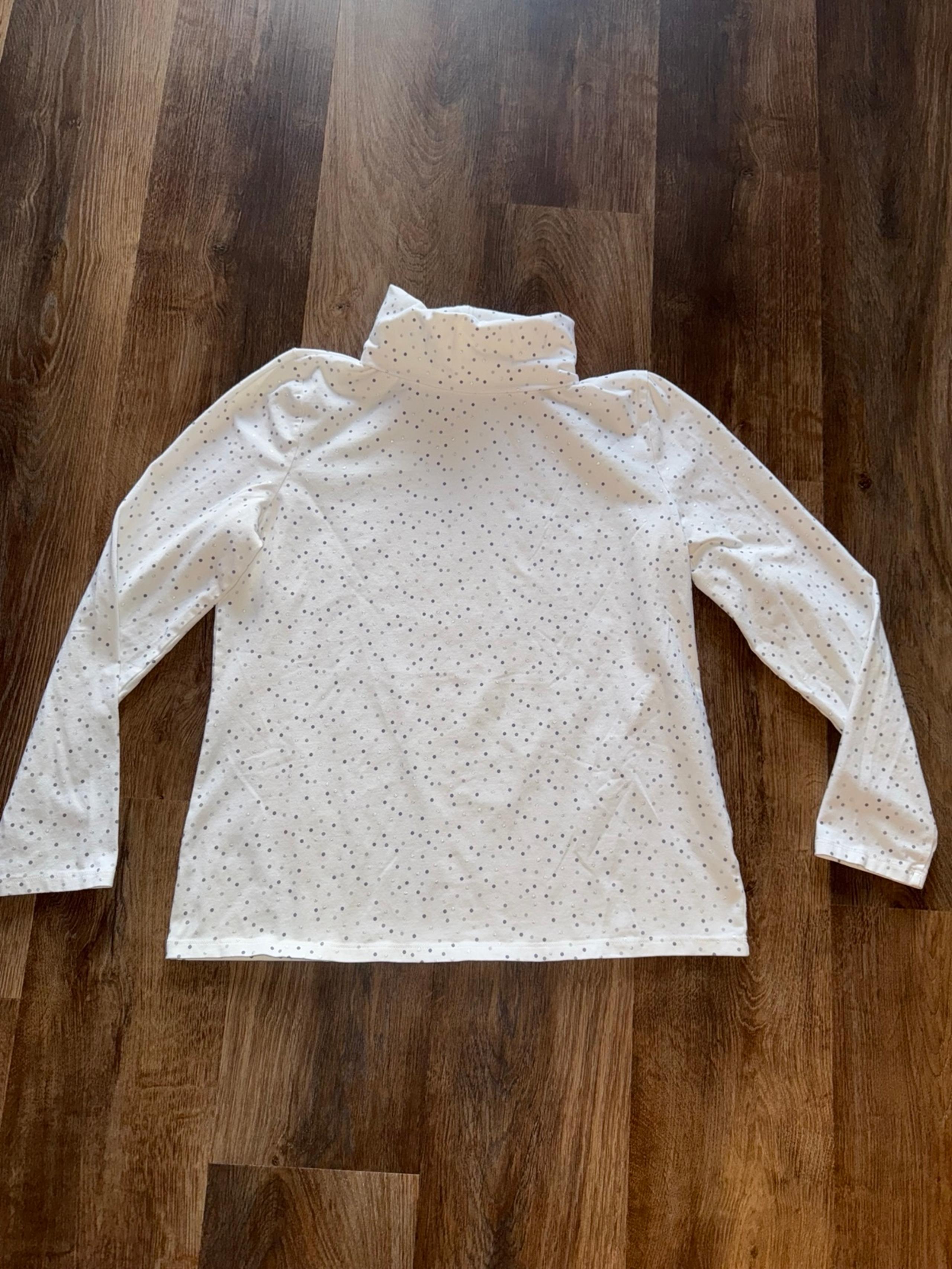 Talbots White Polka Dot Turtleneck