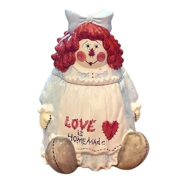 Vintage Raggedy Girl Cookie Jar - Love is Home Made