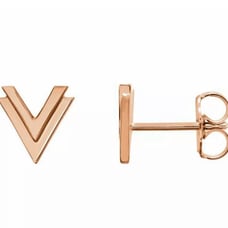 Rose Gold Double V Stud Earrings