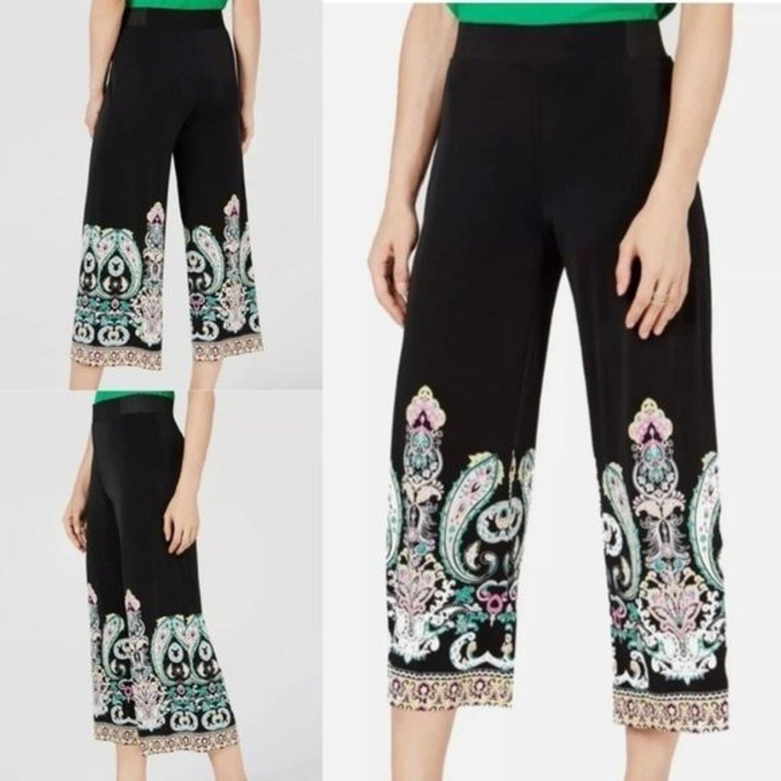 INC International Concepts Floral Damask Paisley Cropped Wide Leg Pants Size XS