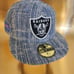 Las Vegas Raiders NFL New Era Super Bowl 28 Patch Denim Size 7 1/2 Fitted Hat