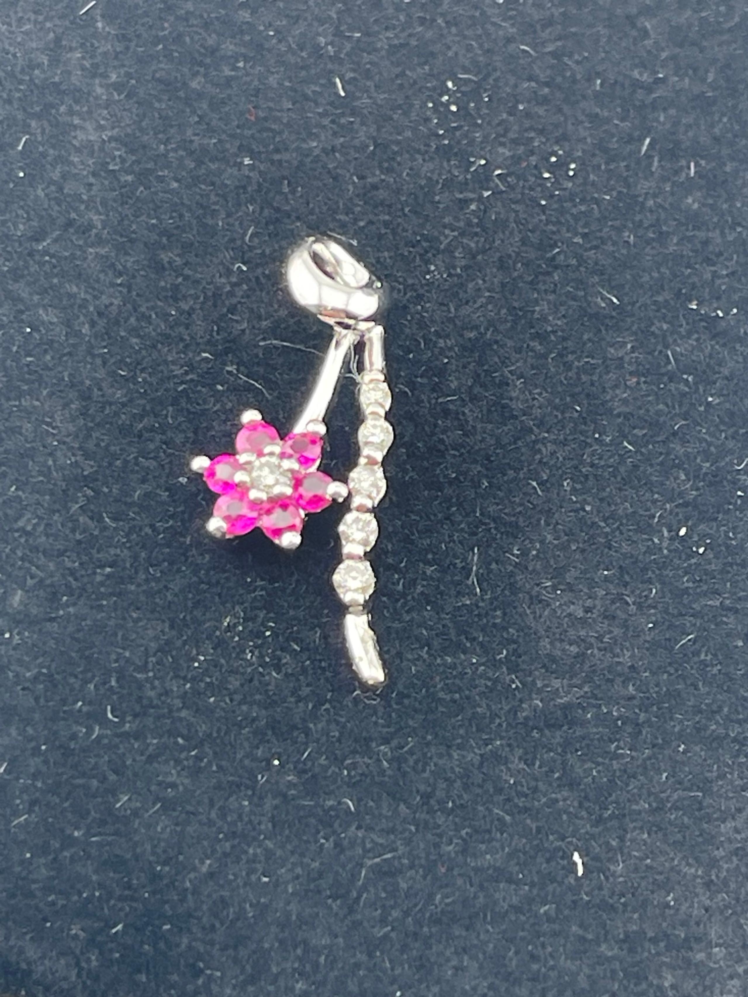 Vintage art, nouveau Ruby and diamond pendant 14 karat white gold