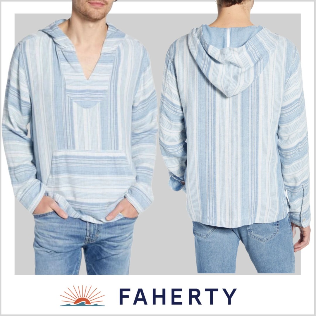 Men's Faherty Baja Poncho | Blue | Sz: M