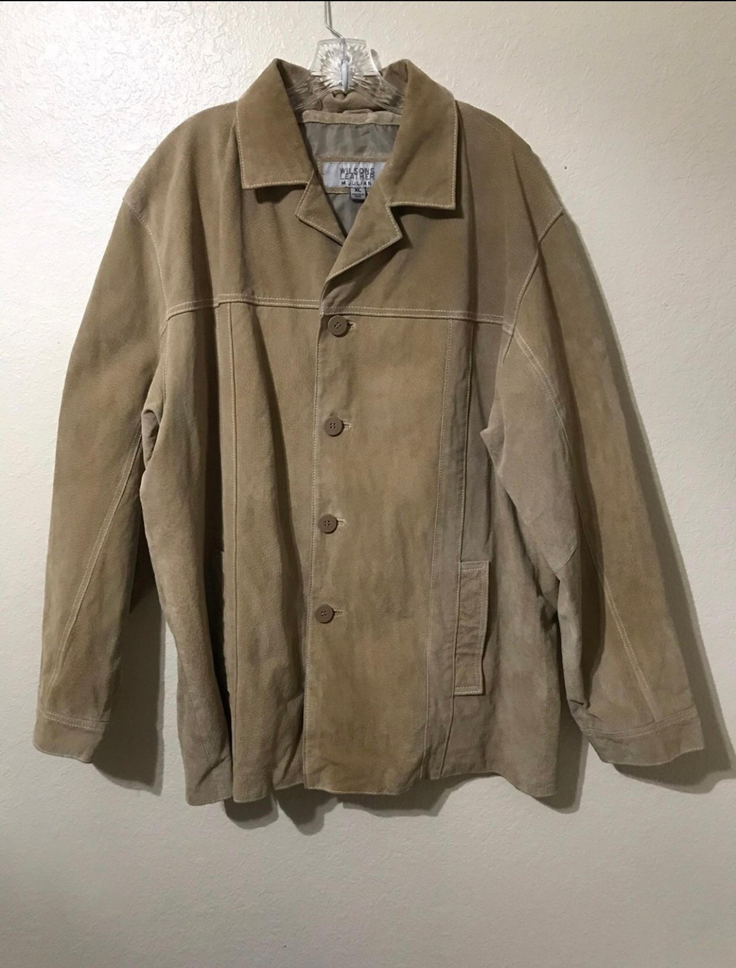Wilson’s Leather pea coat jacket men size XL Beige