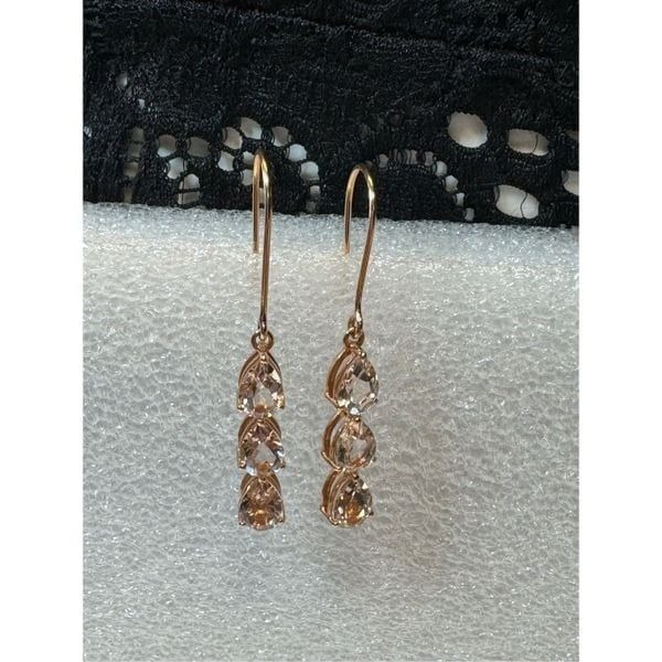 10KT Rose Gold CZ Teardrop Dangle Earrings