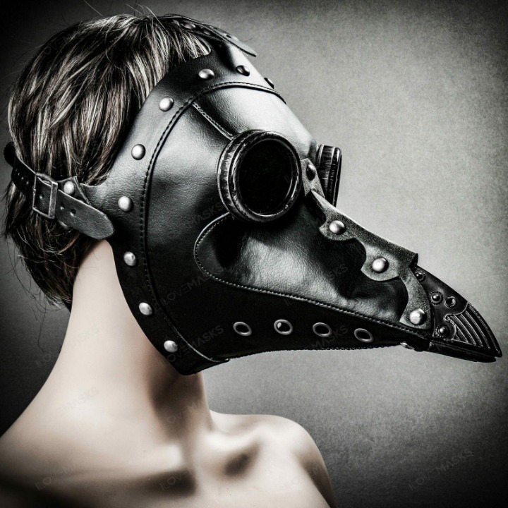 Black Plague Doctor Leather Party Mask
