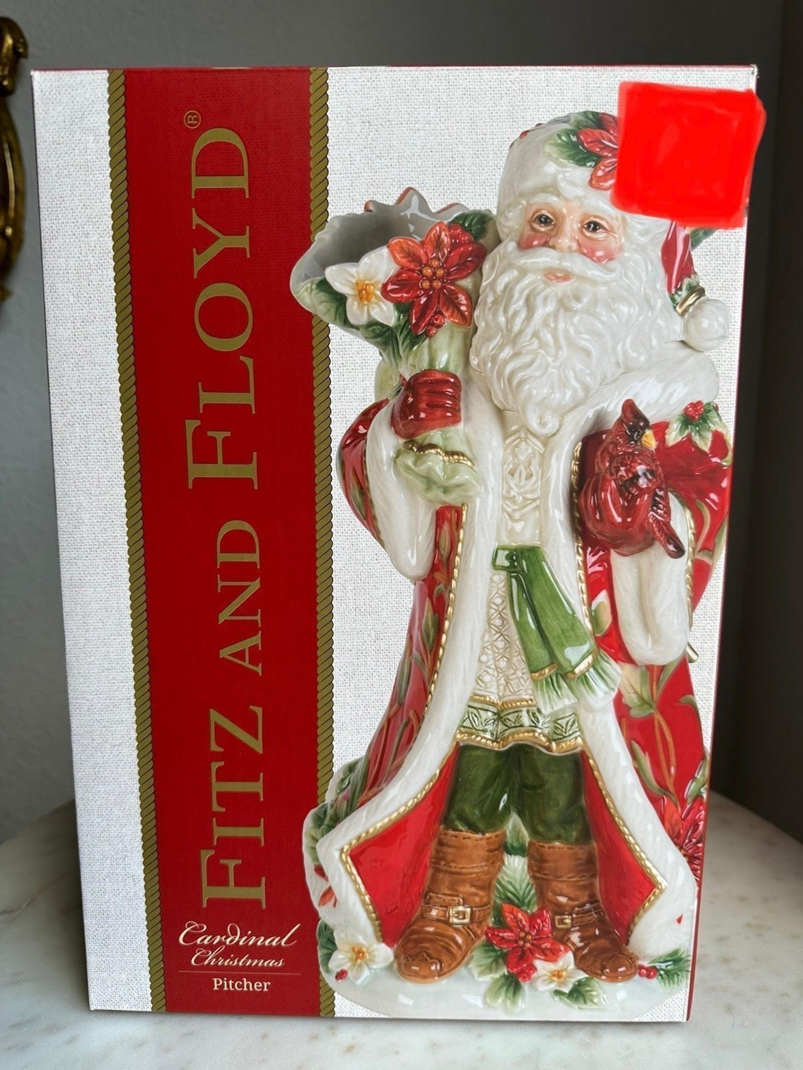 Fitz and Floyd Cardinal Christmas Pitcher Brand New!