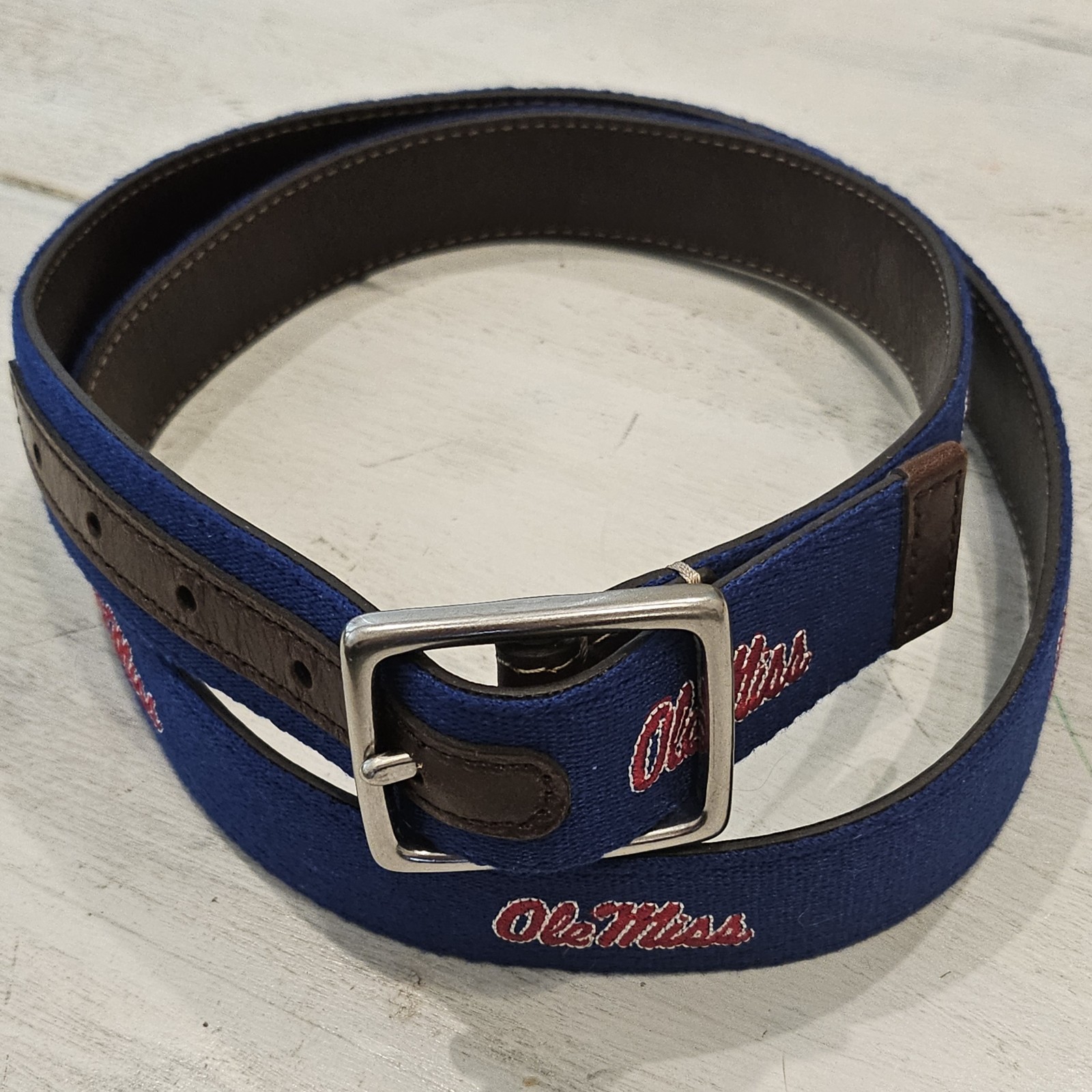 Jack Mason Old Miss Rebels Needlepoint Belt - Size 42x1.15
