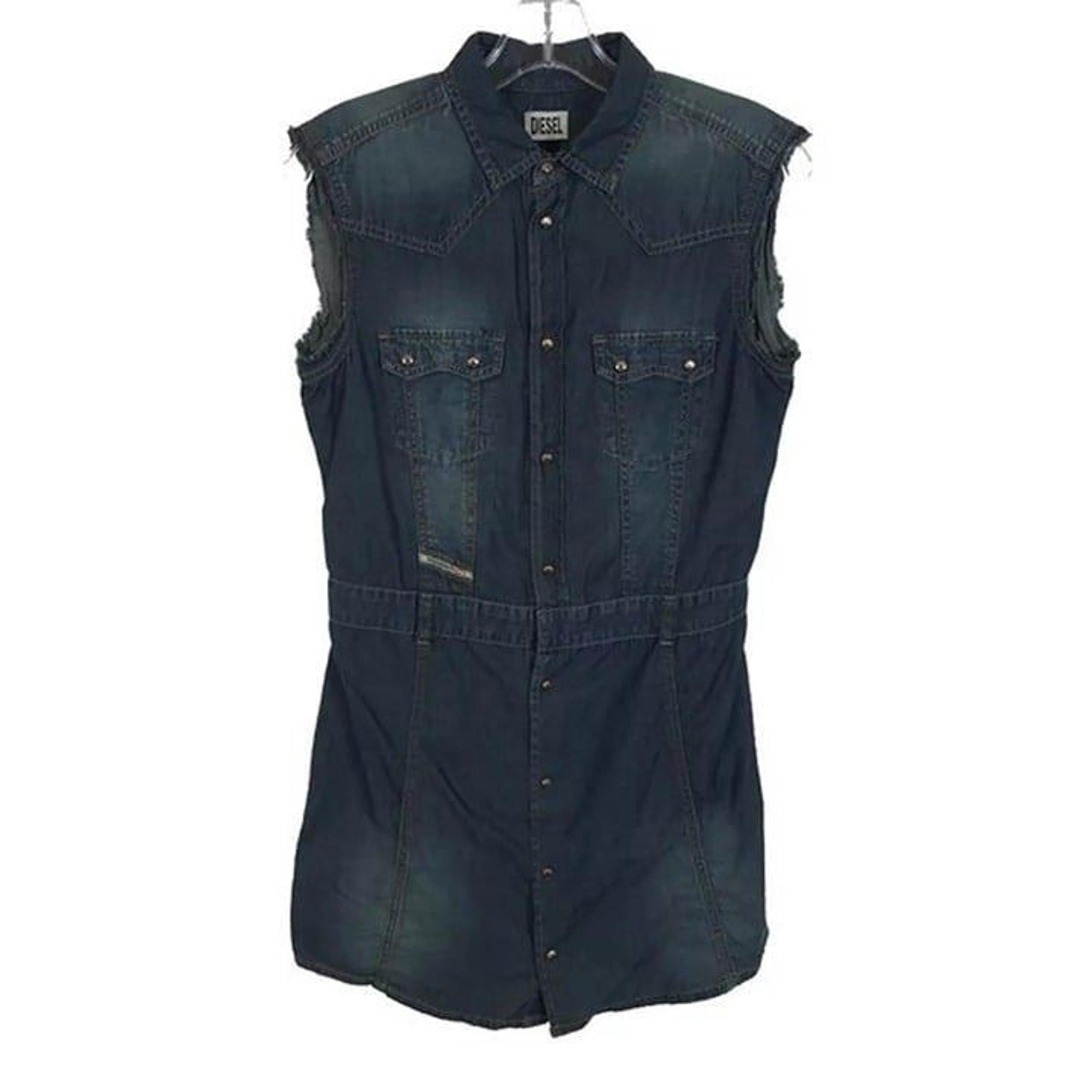 Womens Size Small Diesel Dark Blue Vintage Wash Mini Denim Dress