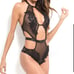 Black Floral Bmbroidered Teddy Bodysuit