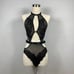 Black Floral Bmbroidered Teddy Bodysuit