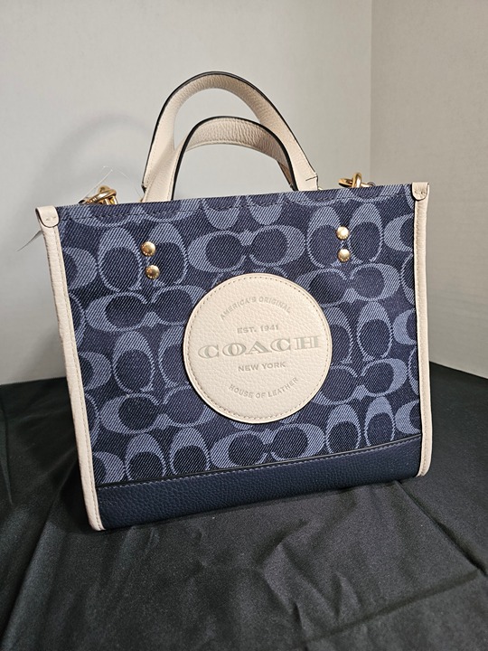 Coach Dempsey Tote Bag Leather Dark Blue C2823 Denim