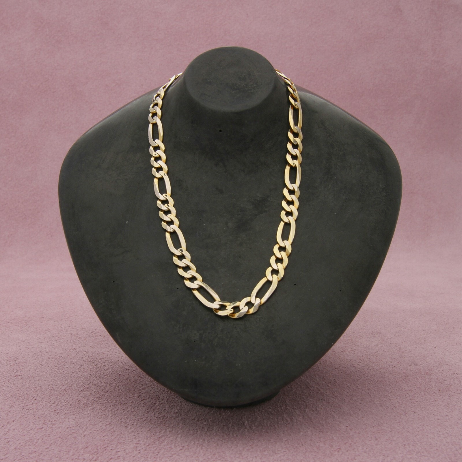 sterling silver gold plate 5mm figaro chain necklace size 24in