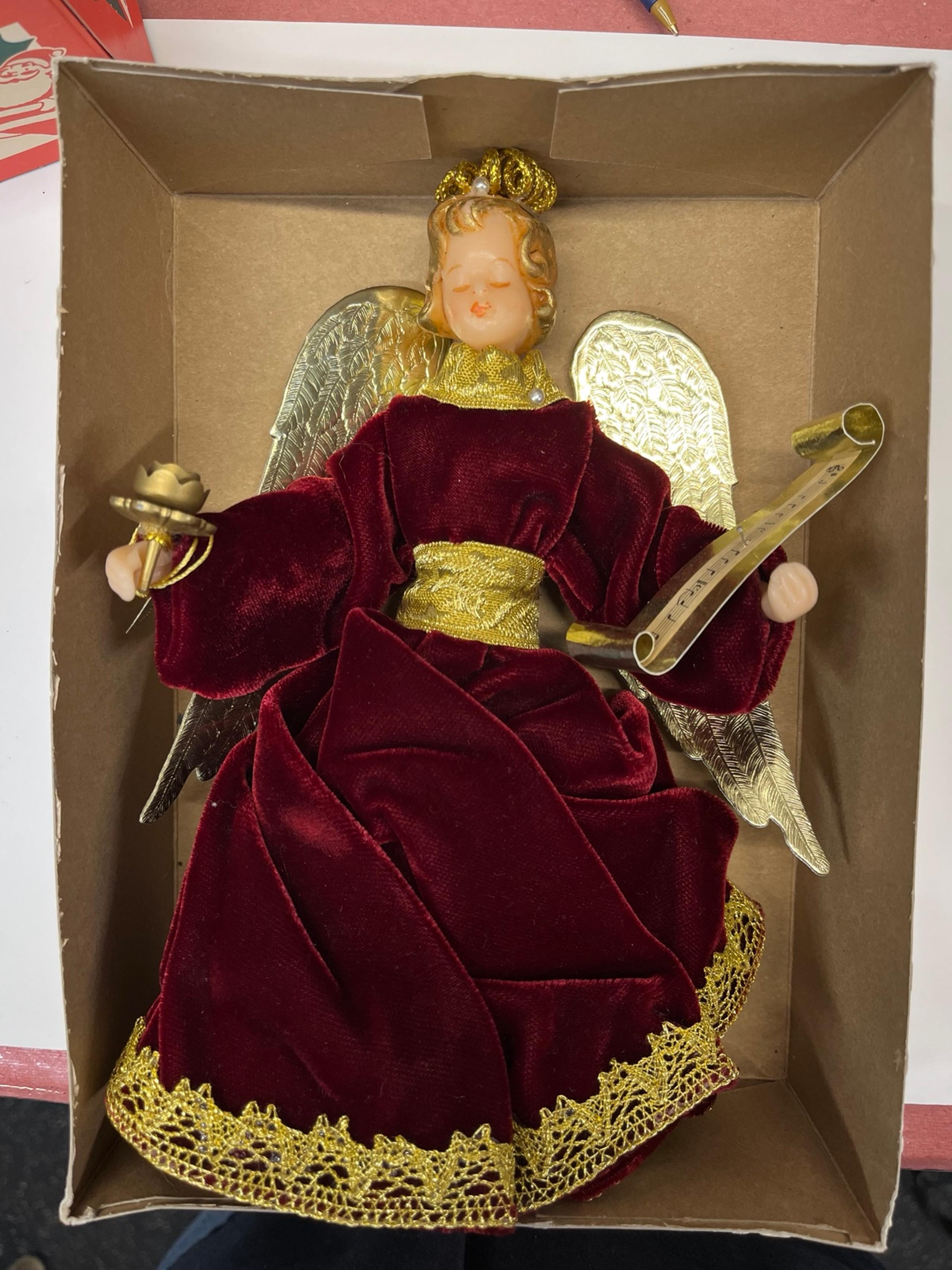 Vintage wax angel tree topper