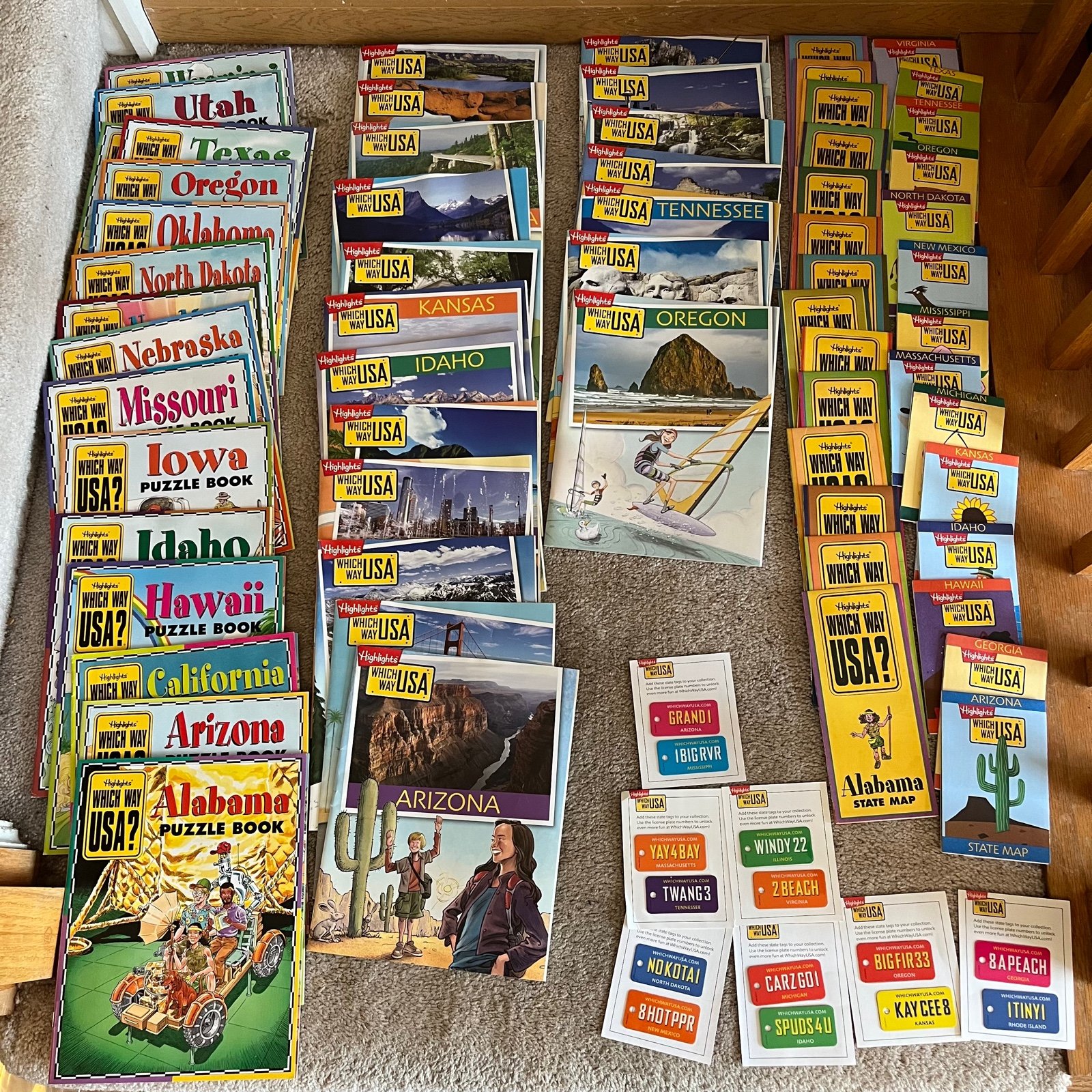 Which Way USA Highlights Magazine 20 States, 27 Maps, 14 License, 15 Puzzle Book