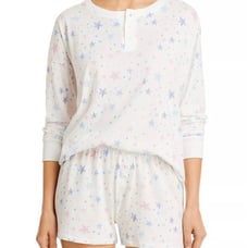 Aqua Lounge Pink/Blue Stars Pajama Shorts Set Size M NWT