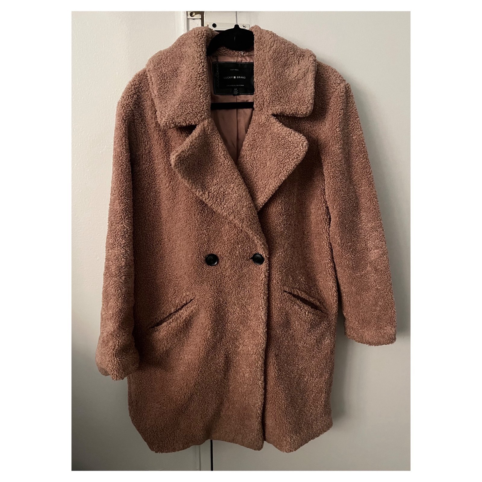 Lucky Brand Pink Teddy Coat with Pockets Size Small