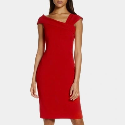 VINCE CAMUTO Asymmetrical Neck Dress