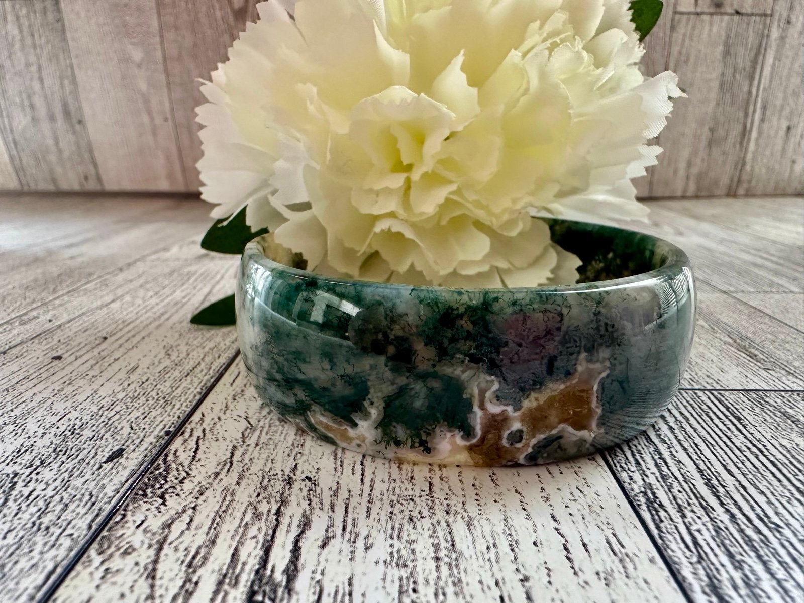 Moss Agate Bangle Bracelet