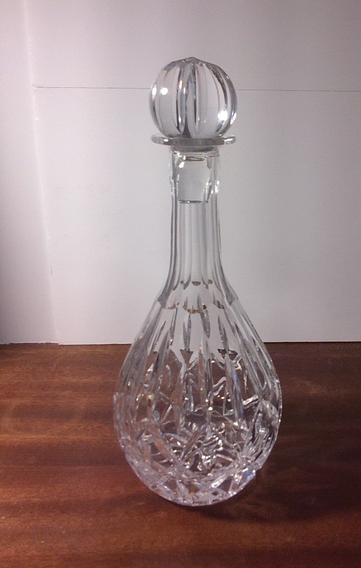 VINTAGE BLOCK CRYSTAL HAND BLOWN CUT WINE DECANTER OLYMPIC WITH STOPPER POLAND