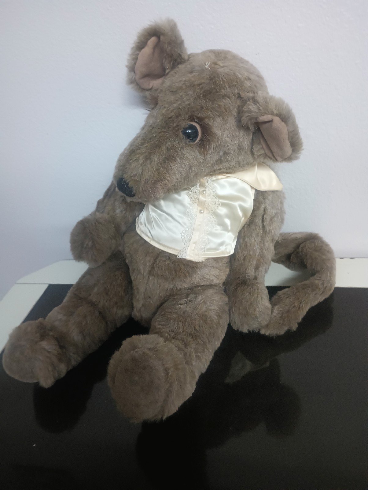 ANTIQUE VINTAGE REALISTIC LARGE BROWN MOUSE 20 PLUSH TOY RARE (B61)