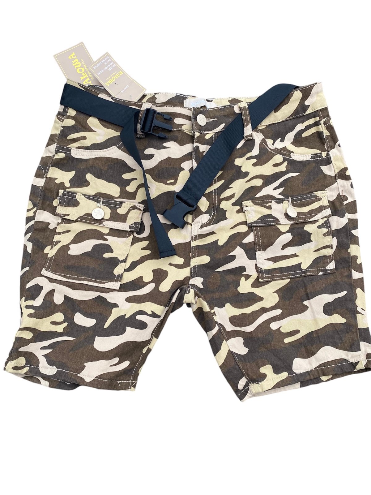 Kalowa women’s shorts Camo size 3x tan belt adjustable