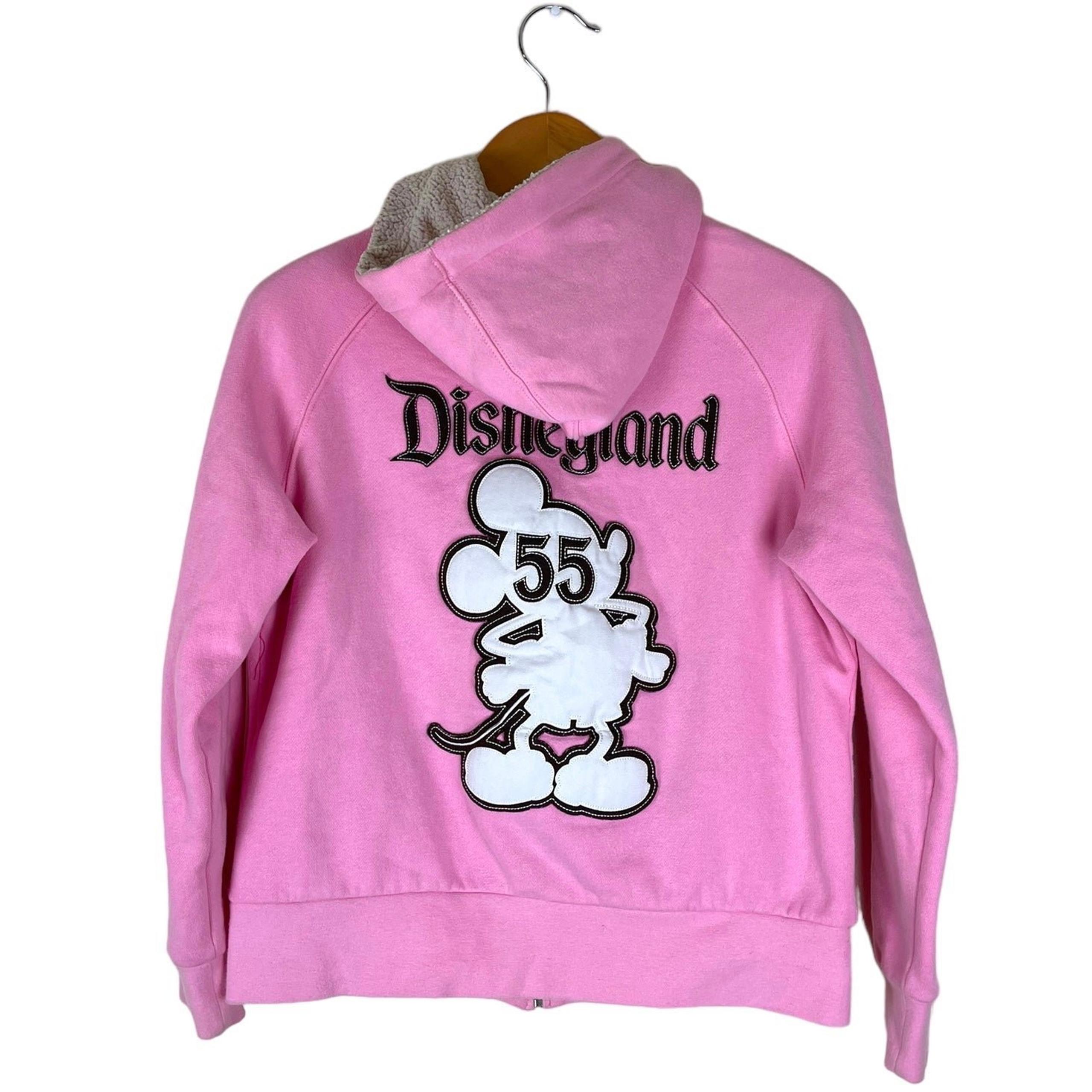 Vintage Walt Disney World Hoodie Sherpa Lined Disney Land Resort Pink 55 Medium