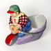 Lotus Dip Bowl Beer Drinker Fisherman Pond Vintage 90s Summer Party Ceramic Dish