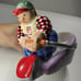 Lotus Dip Bowl Beer Drinker Fisherman Pond Vintage 90s Summer Party Ceramic Dish