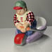 Lotus Dip Bowl Beer Drinker Fisherman Pond Vintage 90s Summer Party Ceramic Dish