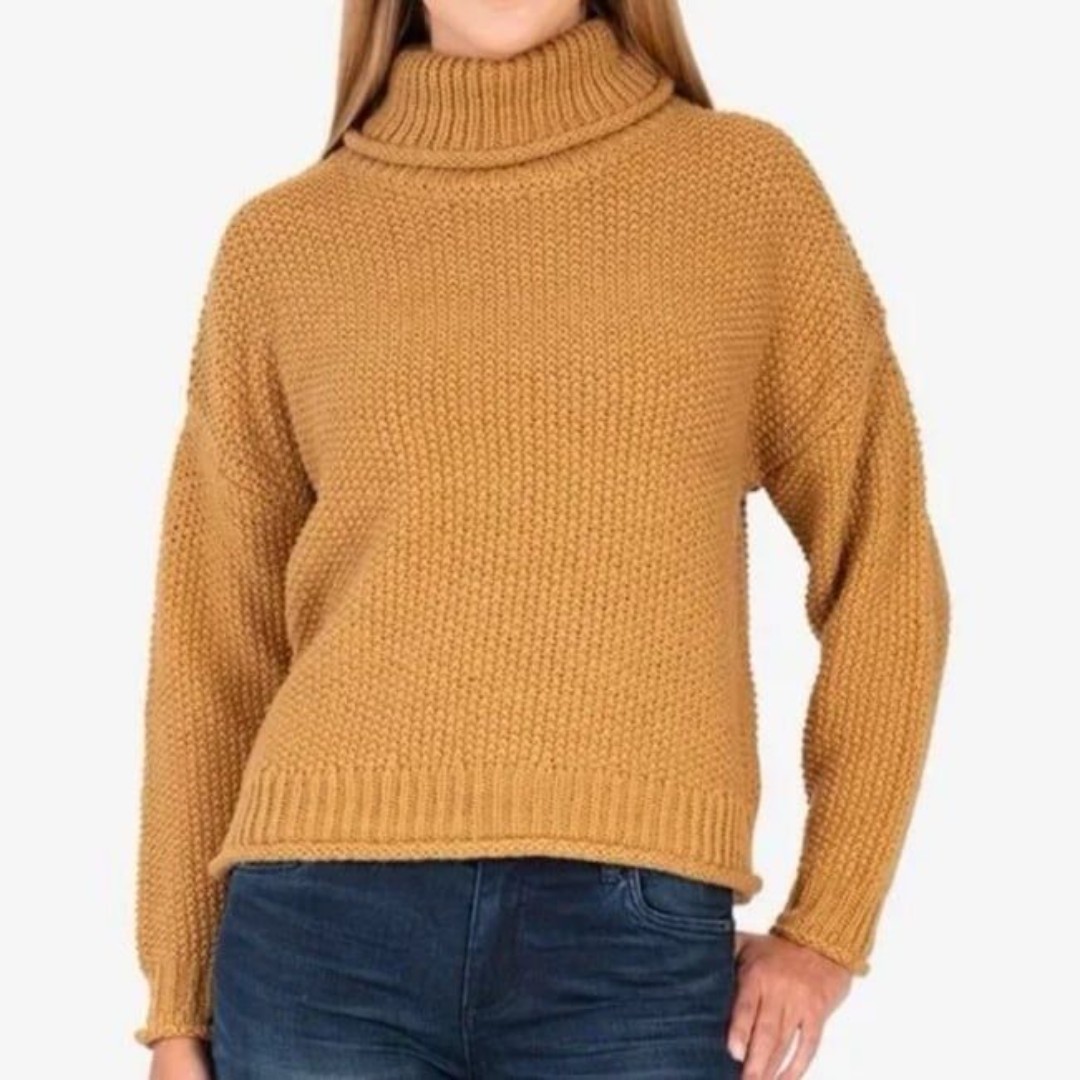 Mustard yellow Kut from the Kloth Hailey turtleneck sweater