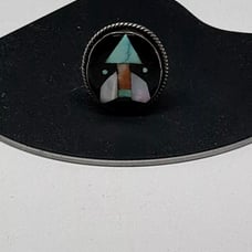 Vintage 1 Zuni Native Arrow Turquoise Coral Sterling Silver Screw Earring!