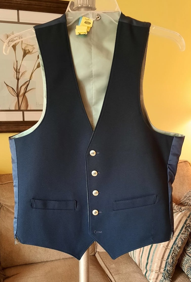 Men's Vintage 1980s Polyester Reversible Suit Vest