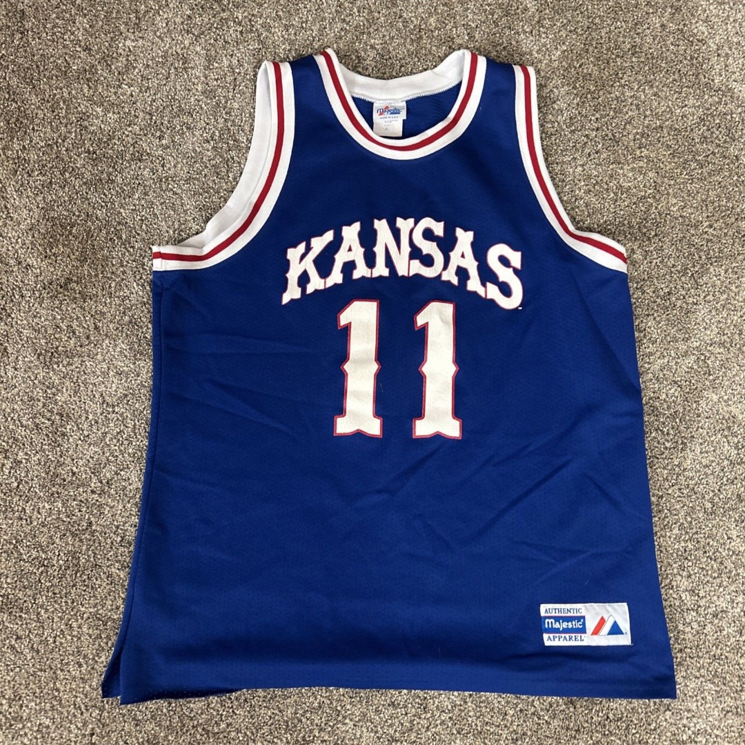 Vintage KU Kansas Jayhawks Jersey Mens XL #11 Basketball NCAA Tank Top Shirt
