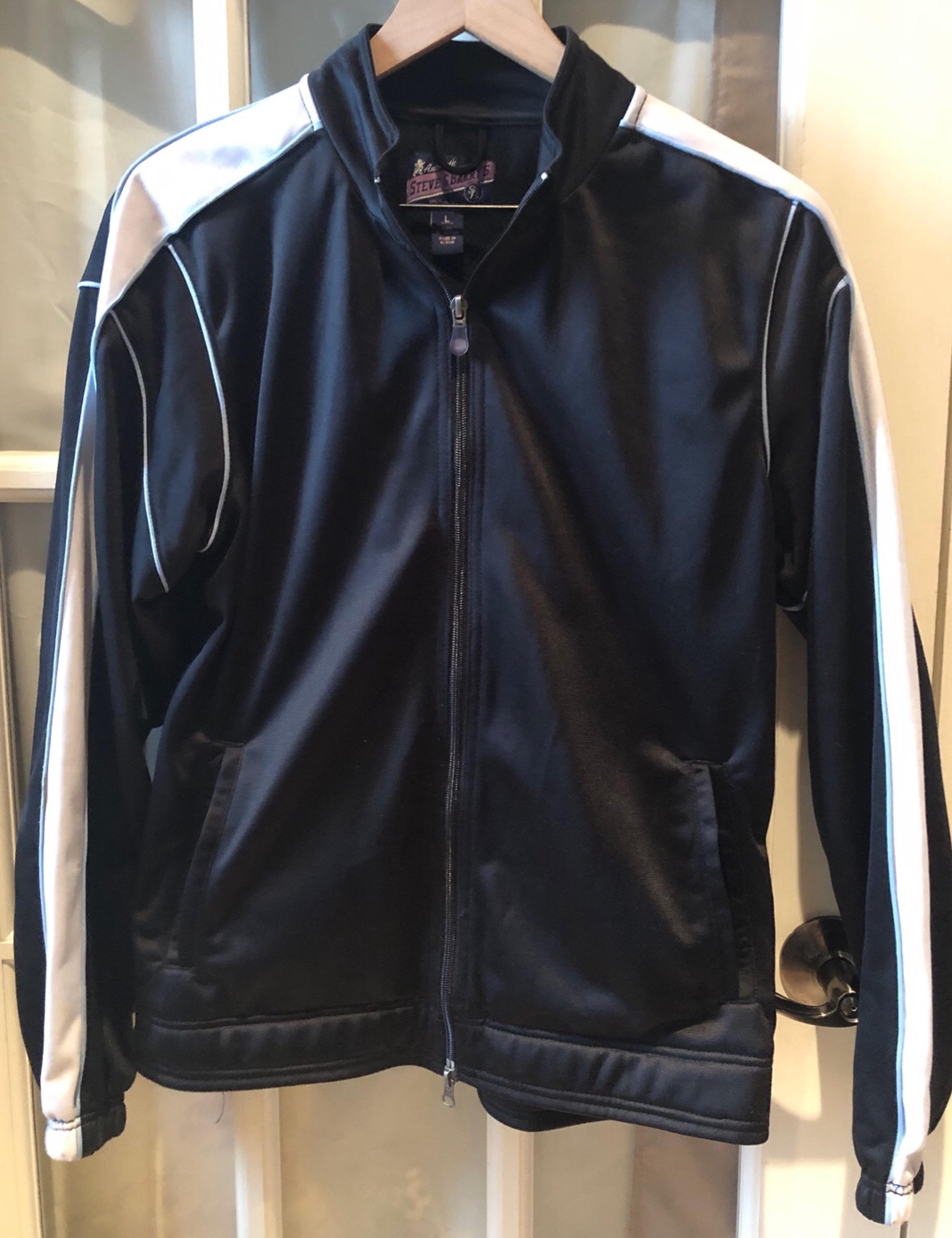 Authentic Steve & Barry’s men track jacket with stripes going down sleeve