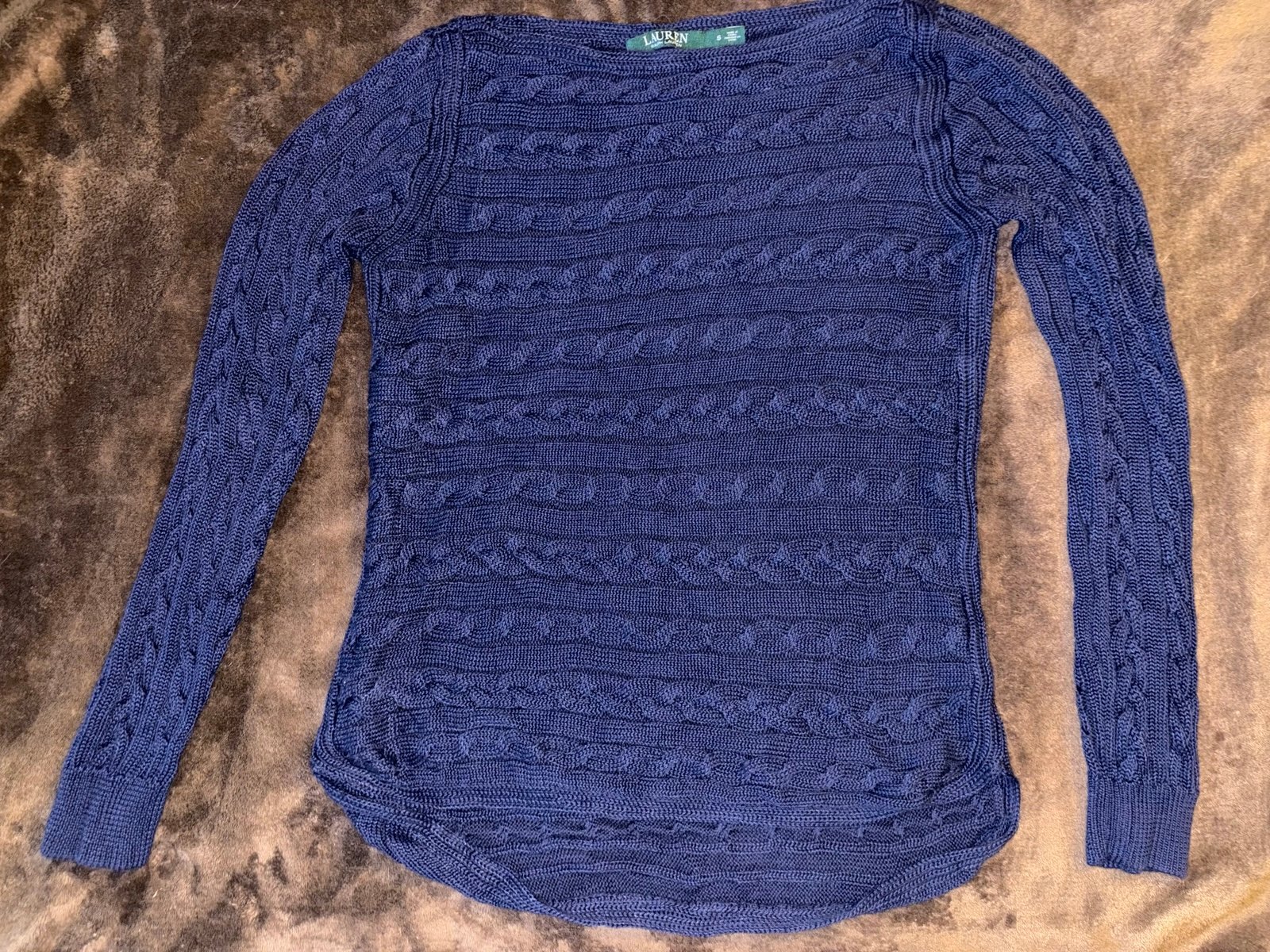 Ralph Lauren Navy Blue Braided Knit Sweater