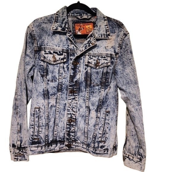 Rolling Paper Men's Acid Washed Distressed Jean Jacket Size Small