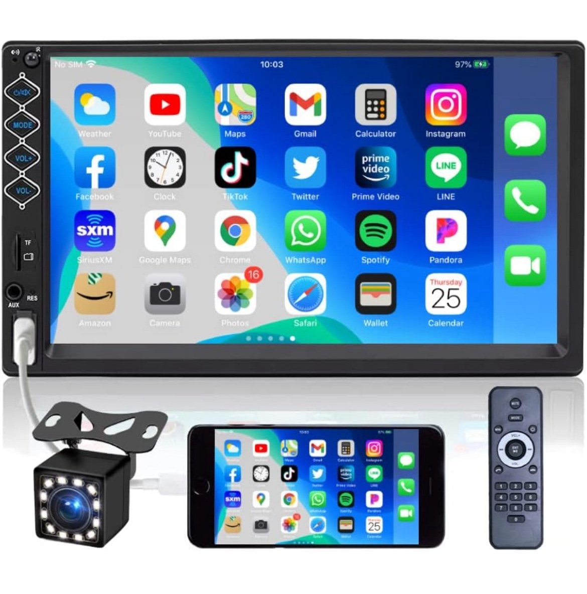 7 Inch Car Stereo Double Din Bluetooth 5.1 Touch Screen FM ,& Backup Camera