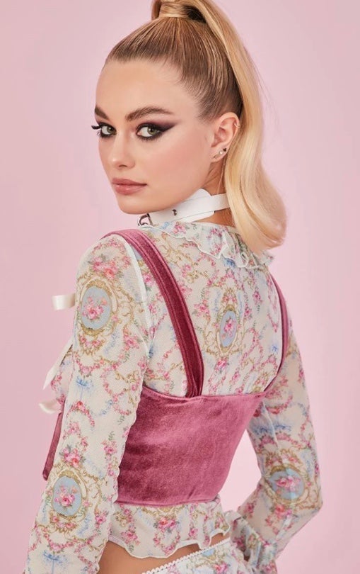 Blush My Beloved Velvet Underbust Corset Top