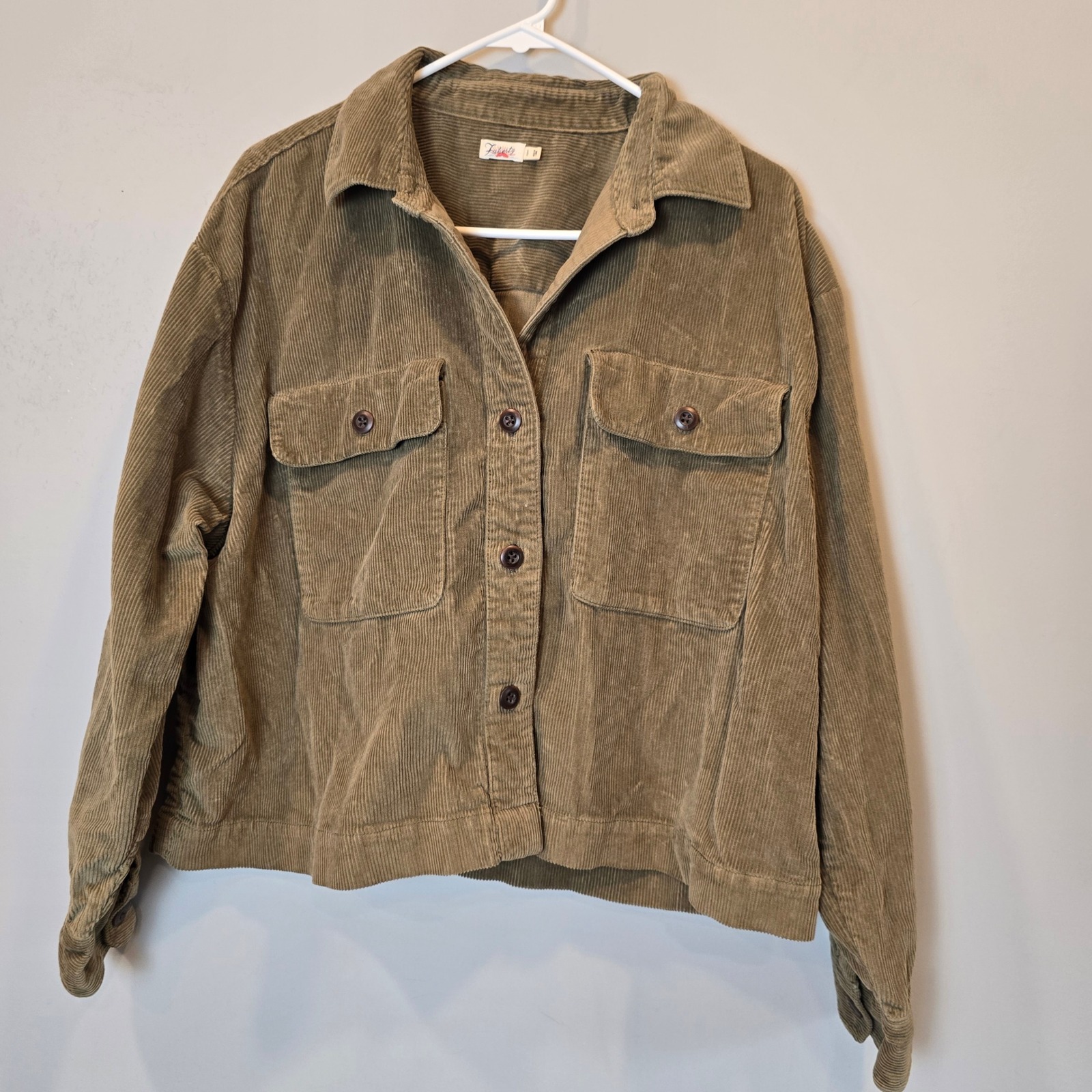 Faherty Shirt Corduroy Tuckernuck Stretch Overshirt Military Green Womens Large