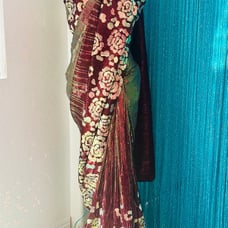 Rose sequin Saree with blouse