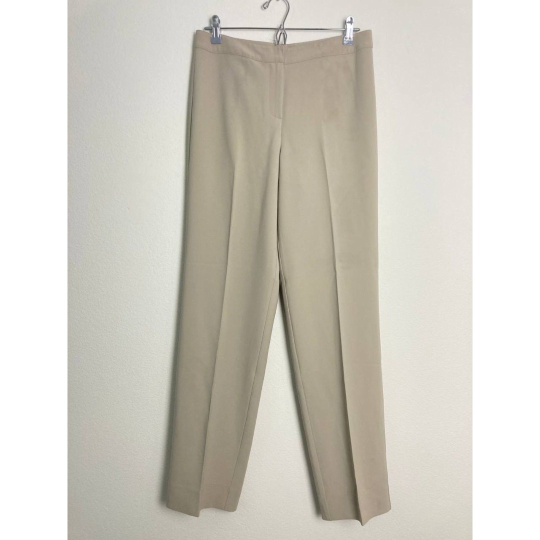 St John Pants Womens 6 Ivory Beige Zip Fly Crease Straight Trousers Career Work