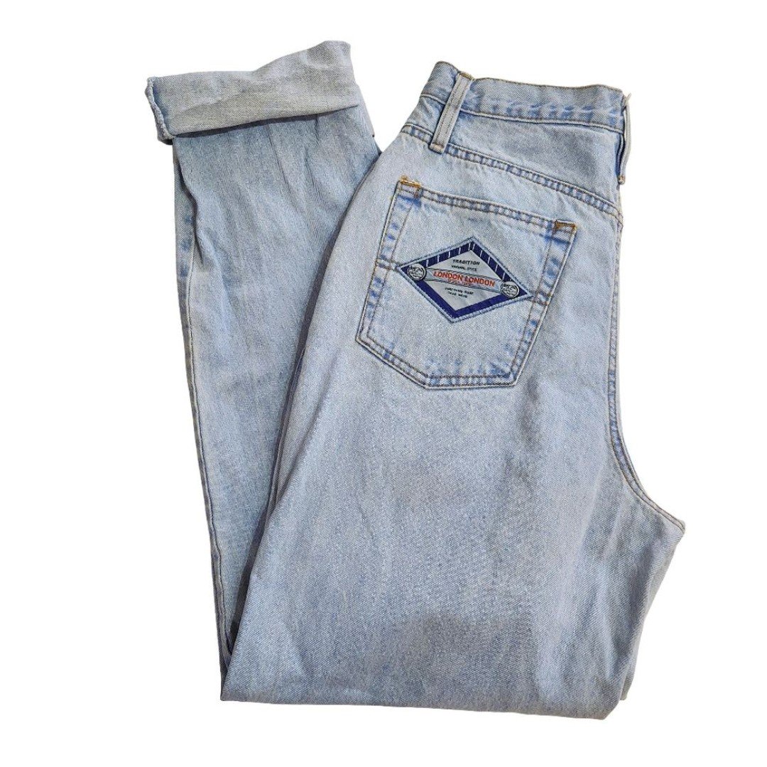 London London Vintage 90s Tapered Denim Jeans Rolled Cuff High Rise UK14/US 10