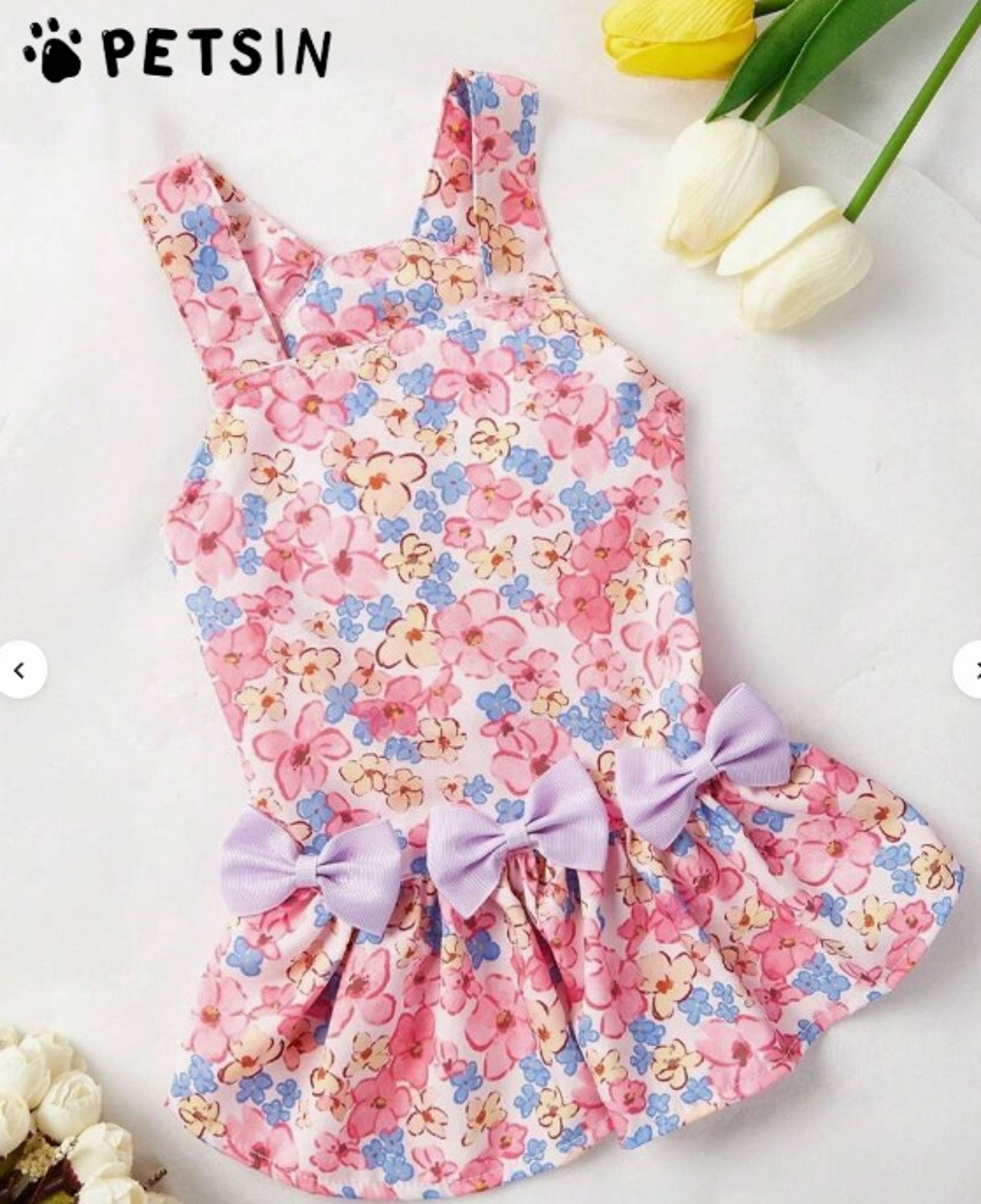 Floral Bow Dog Dress – Size L (Runs Small) – NEW: SEE CHART!