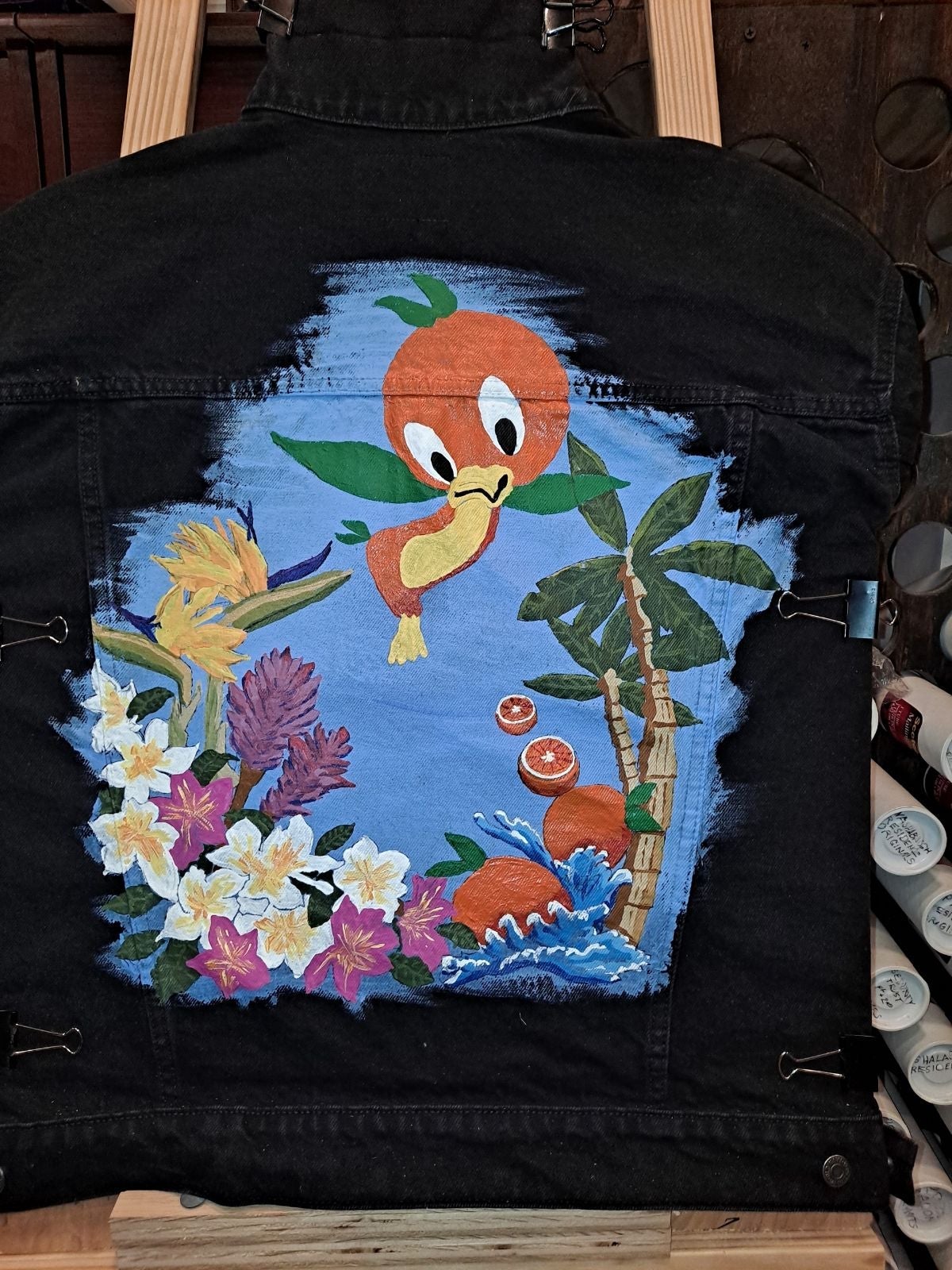 Orange Bird Denim Jacket