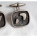 Sterling Mid-Century Cufflinks Biomorphic Shadowbox Cuff Links