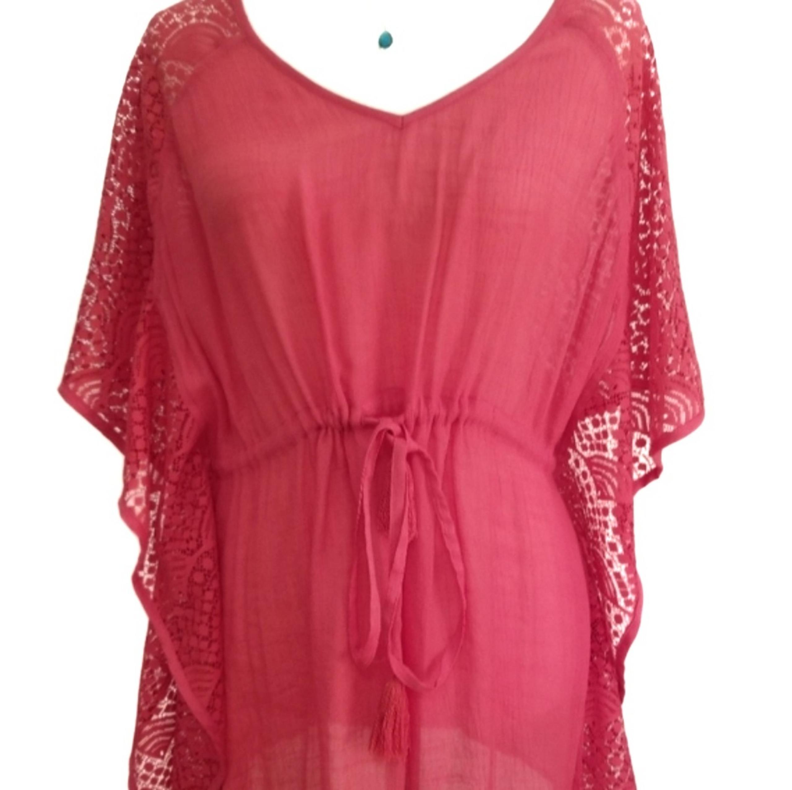 New York & Company Swimsuit coverup peplum lace sleeves Size S/M