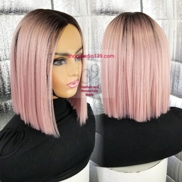 wow Rose gold human hair lace part wig