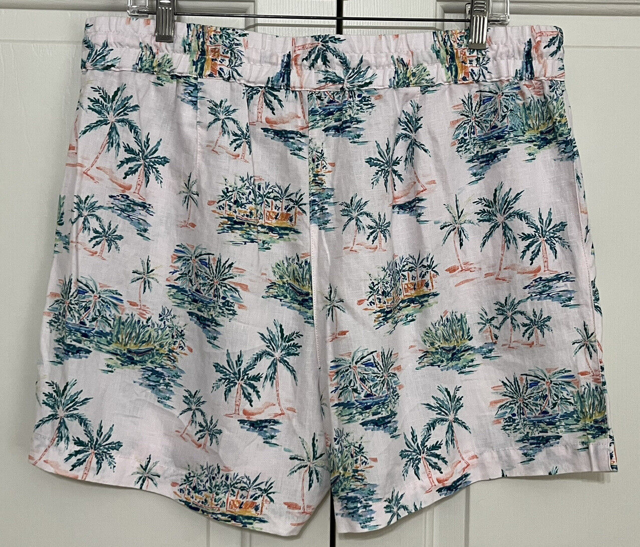 NWT Tommy Bahama size L pink blue Village Easy linen pull on shorts womens 99